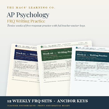 AP Psychology FRQ free-response practice product cover.