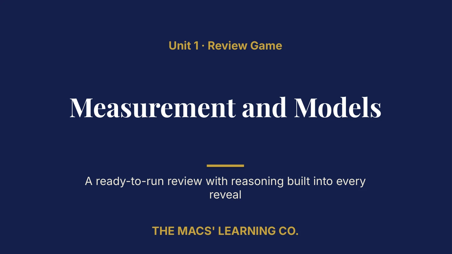 Earth and Space Sciences Unit 1 title page: Measurement and Models.