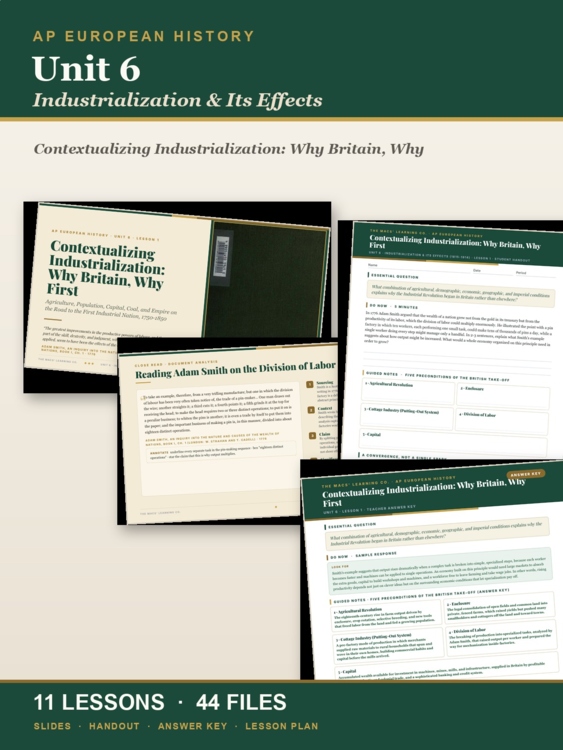AP European History Unit 6: Industrialization & Its Effects cover
