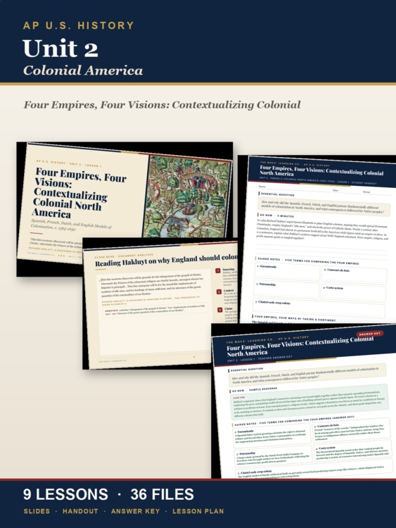 APUSH Unit 2: Colonial America 1607-1754 cover
