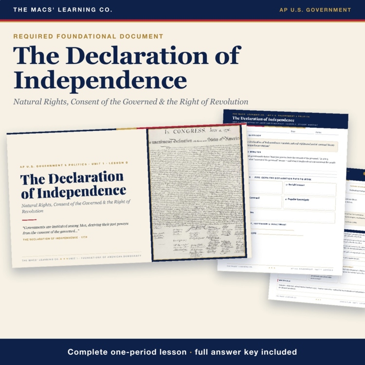 AP Government Declaration of Independence Lesson cover