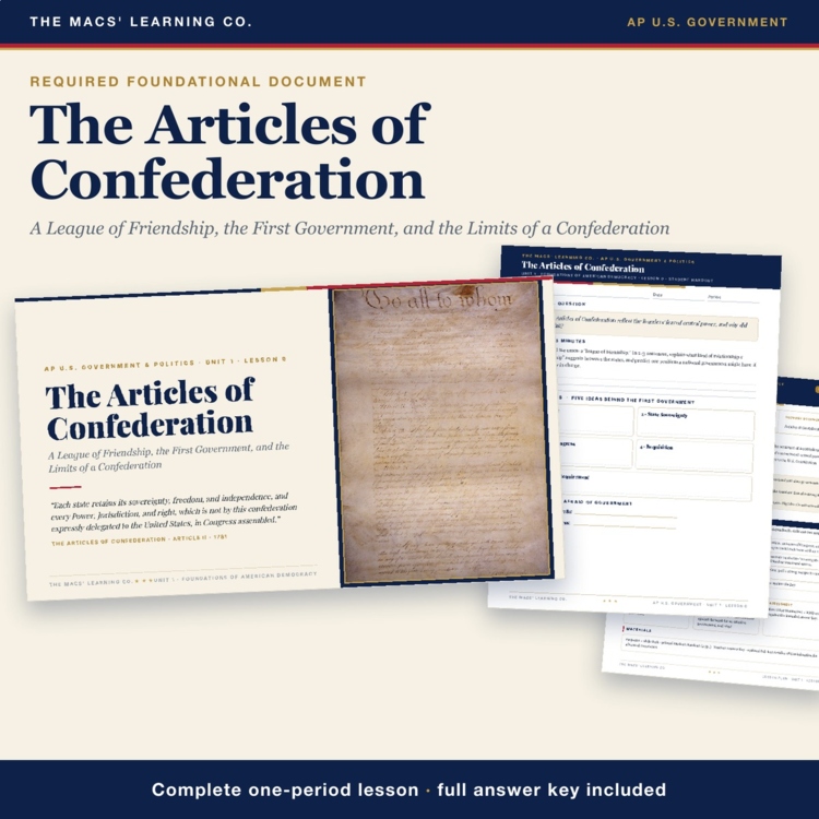 AP Government Articles of Confederation Lesson cover