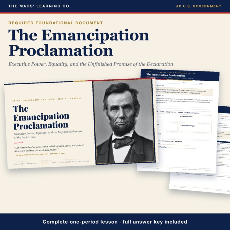 AP Government Emancipation Proclamation Lesson cover