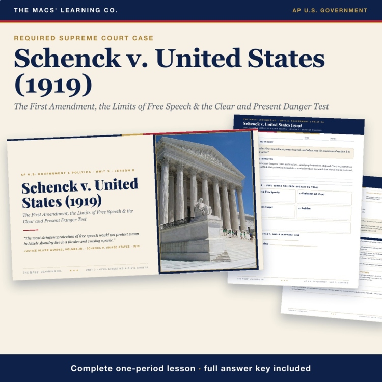 AP Government Schenck v United States Lesson cover