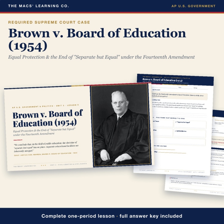 AP Government Brown v Board of Education Lesson cover