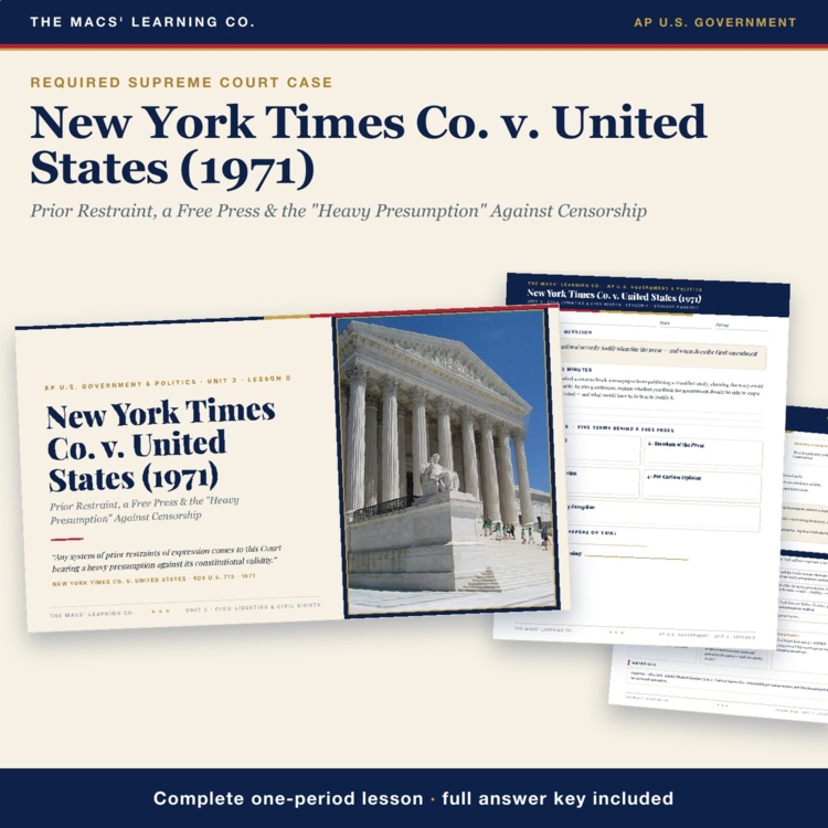 AP Government New York Times v United States Lesson cover