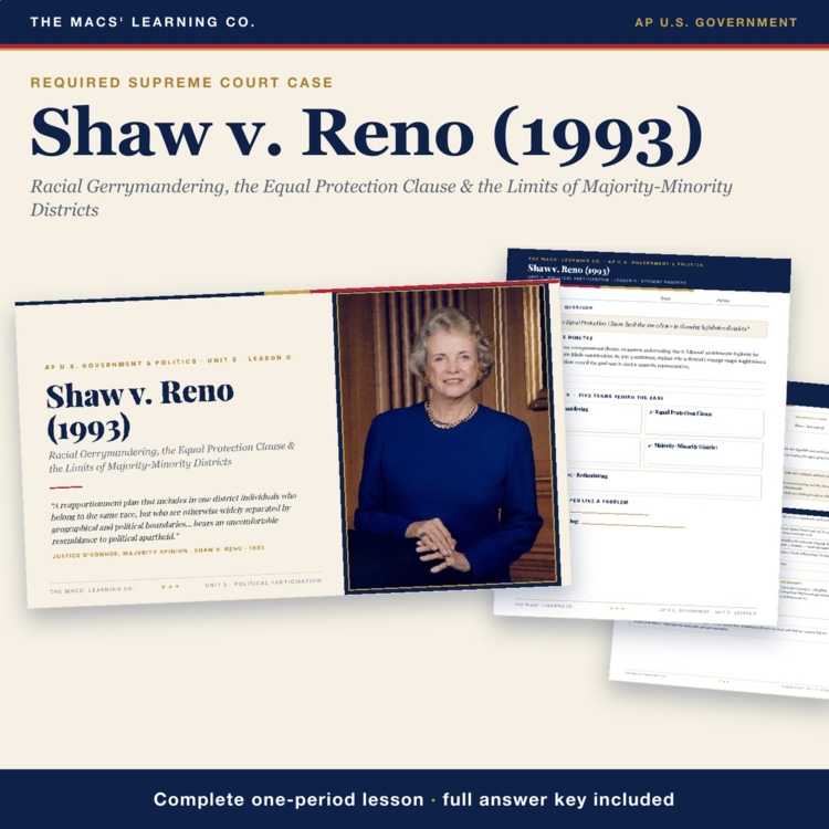 AP Government Shaw v Reno Lesson cover