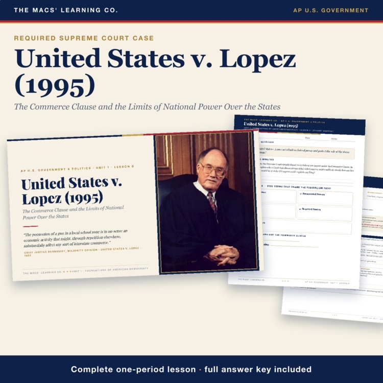AP Government United States v Lopez Lesson cover