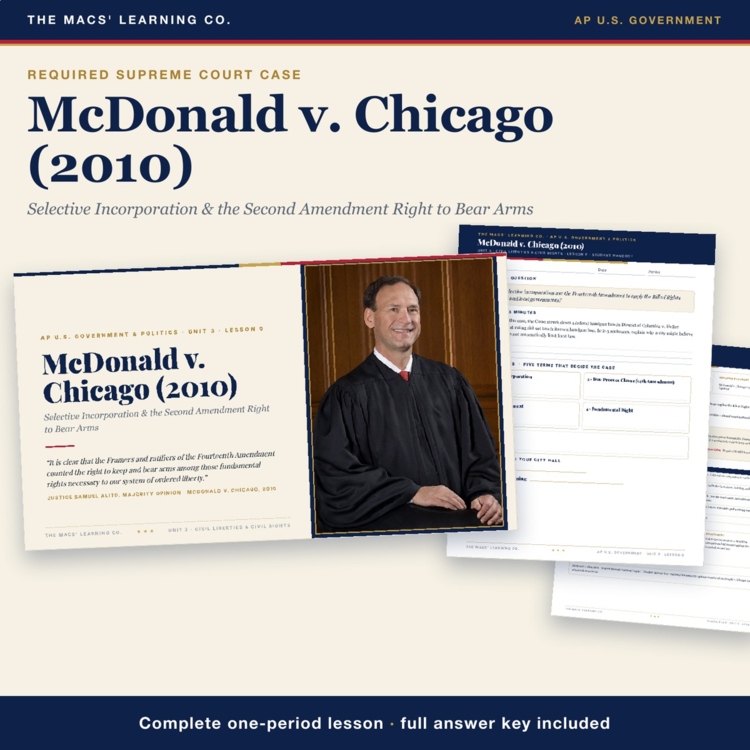 AP Government McDonald v Chicago Lesson cover