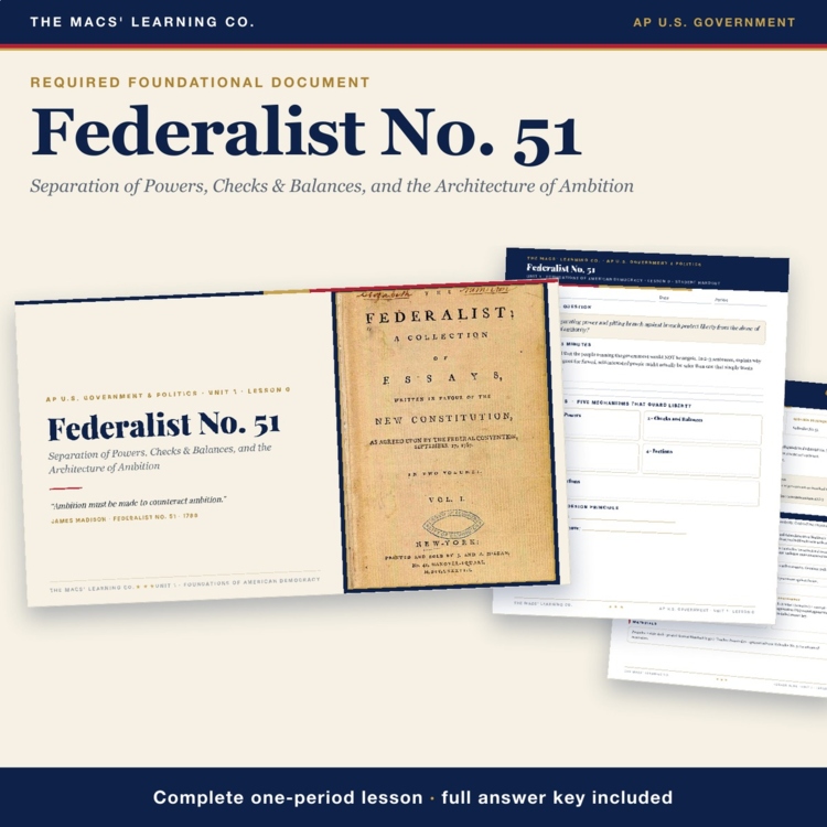 AP Government Federalist 51 Lesson cover