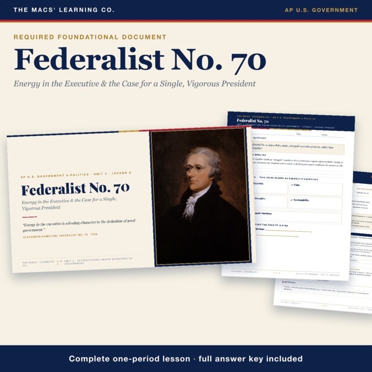 AP Government Federalist 70 Lesson cover