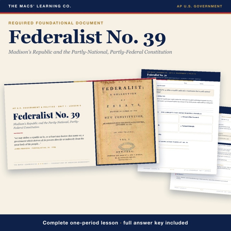 AP Government Federalist 39 Lesson cover