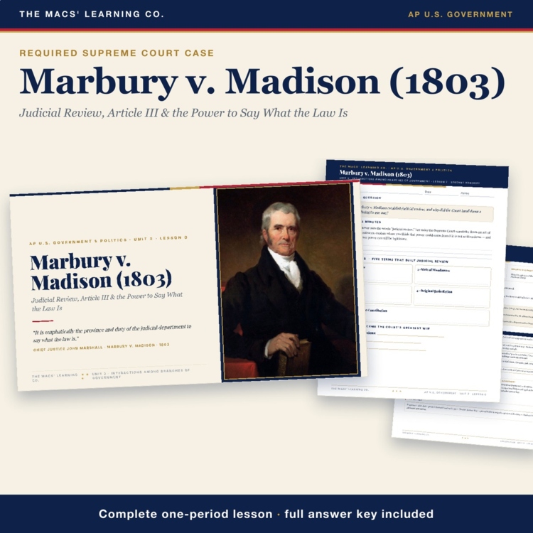 AP Government Marbury v. Madison Lesson cover