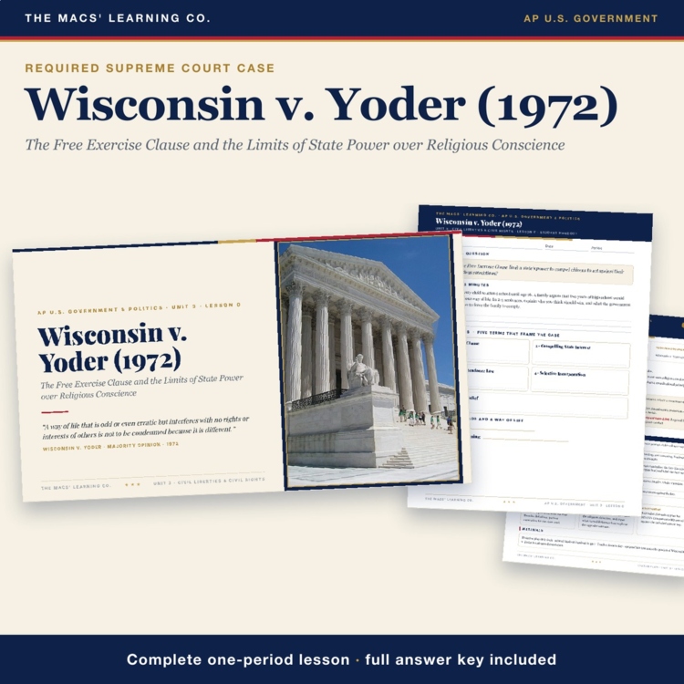AP Government Wisconsin v. Yoder Lesson cover