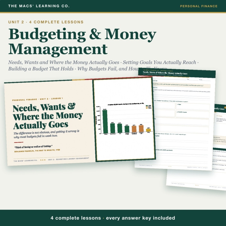 Personal Finance Unit 2: Budgeting & Money Management cover