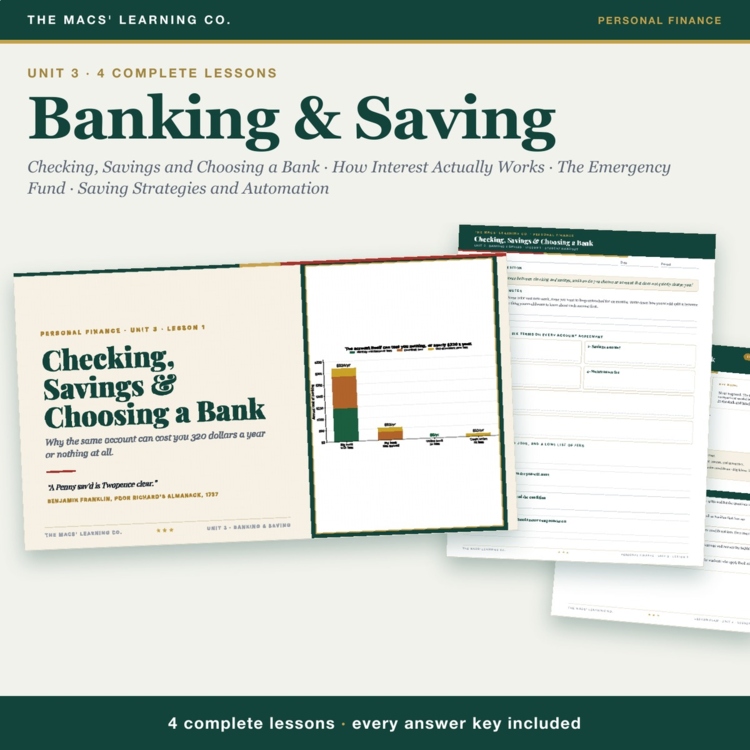 Personal Finance Unit 3: Banking & Saving cover