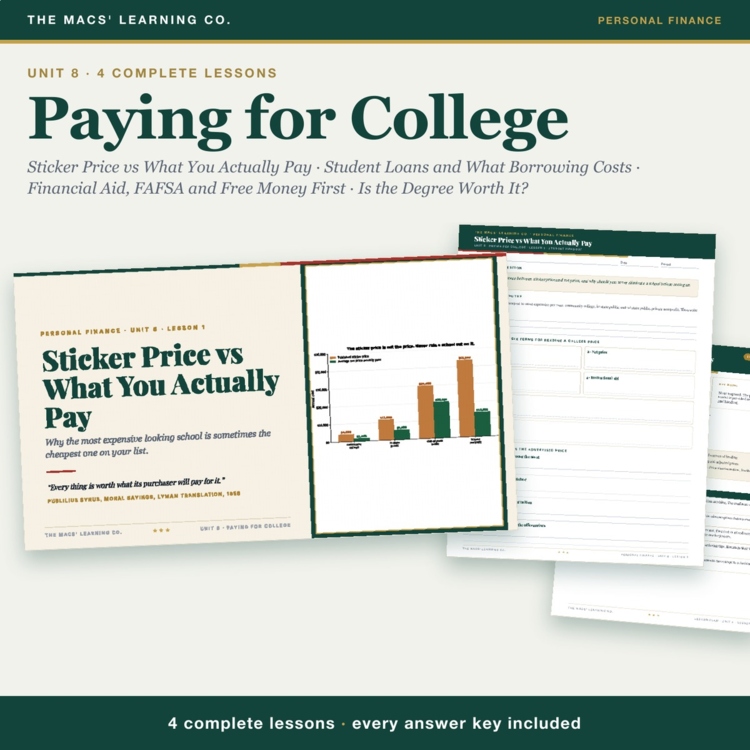 Personal Finance Unit 8: Paying for College cover