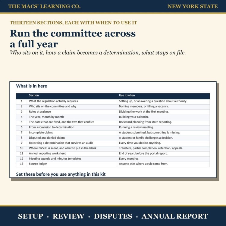 Seal committee admin kit preview showing the application packet, review forms, calendar, and local decision records