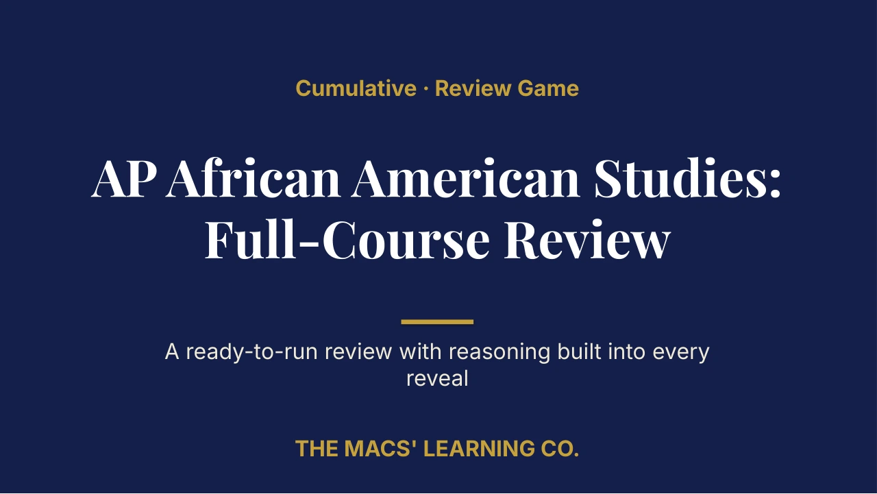 AP African American Studies Cumulative Review | Editable PowerPoint: original title sample, PDF page 1.