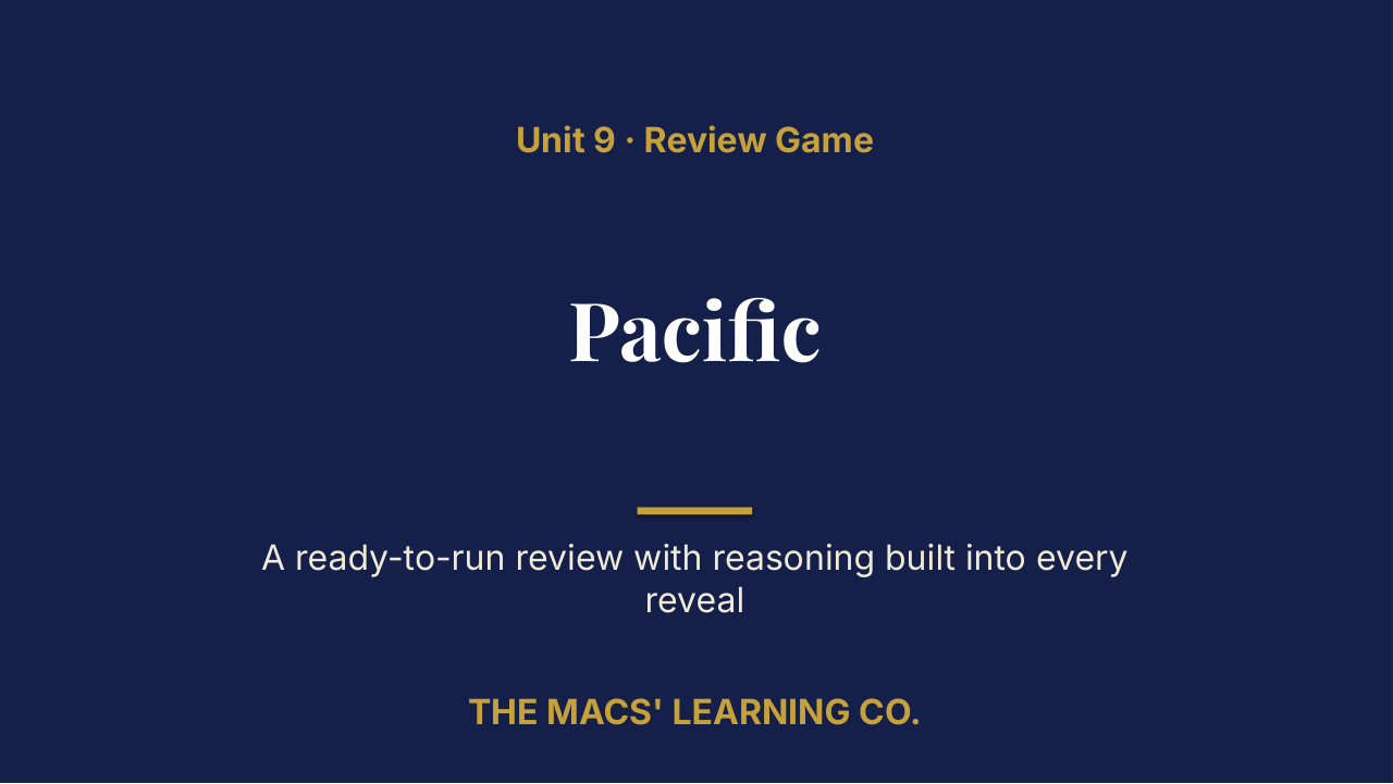 AP Art History Unit 9: Pacific Review | Editable PowerPoint: original title sample, PDF page 1.