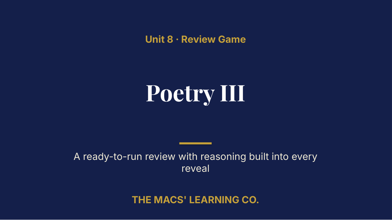 AP English Literature and Composition Unit 8 Review | Editable PowerPoint: original title sample, PDF page 1.