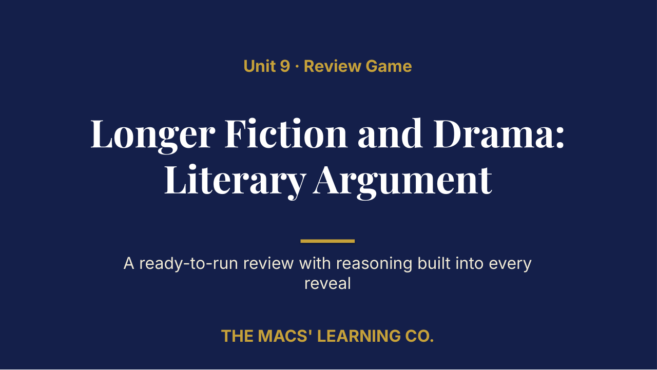 AP English Literature and Composition Unit 9 Review | Editable PowerPoint: original title sample, PDF page 1.