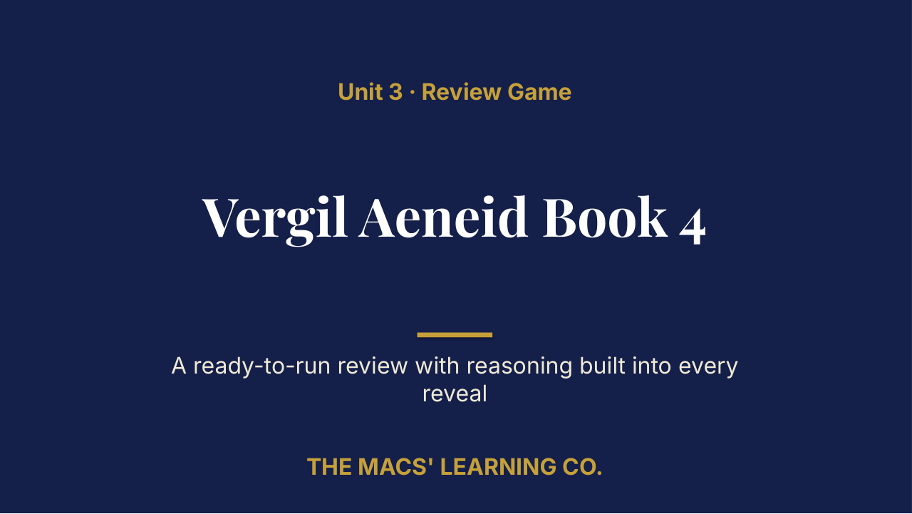 AP Latin Unit 3: Vergil Aeneid Book 4 Review | Editable PowerPoint: original title sample, PDF page 1.