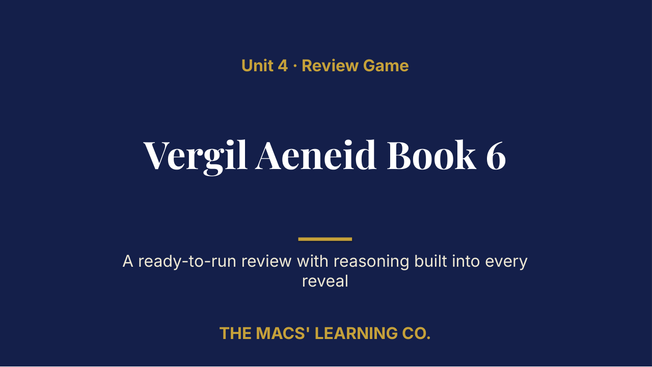 AP Latin Unit 4: Vergil Aeneid Book 6 Review | Editable PowerPoint: original title sample, PDF page 1.