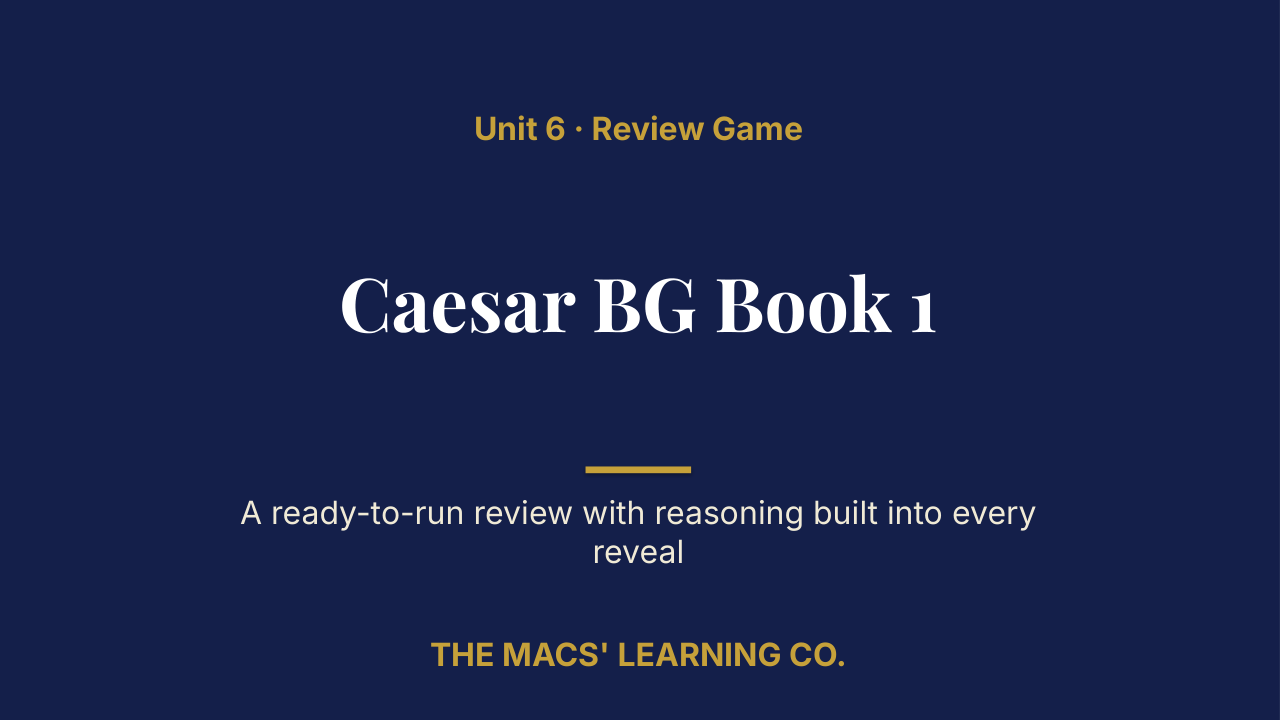 AP Latin Unit 6: Caesar BG Book 1 Review | Editable PowerPoint: original title sample, PDF page 1.