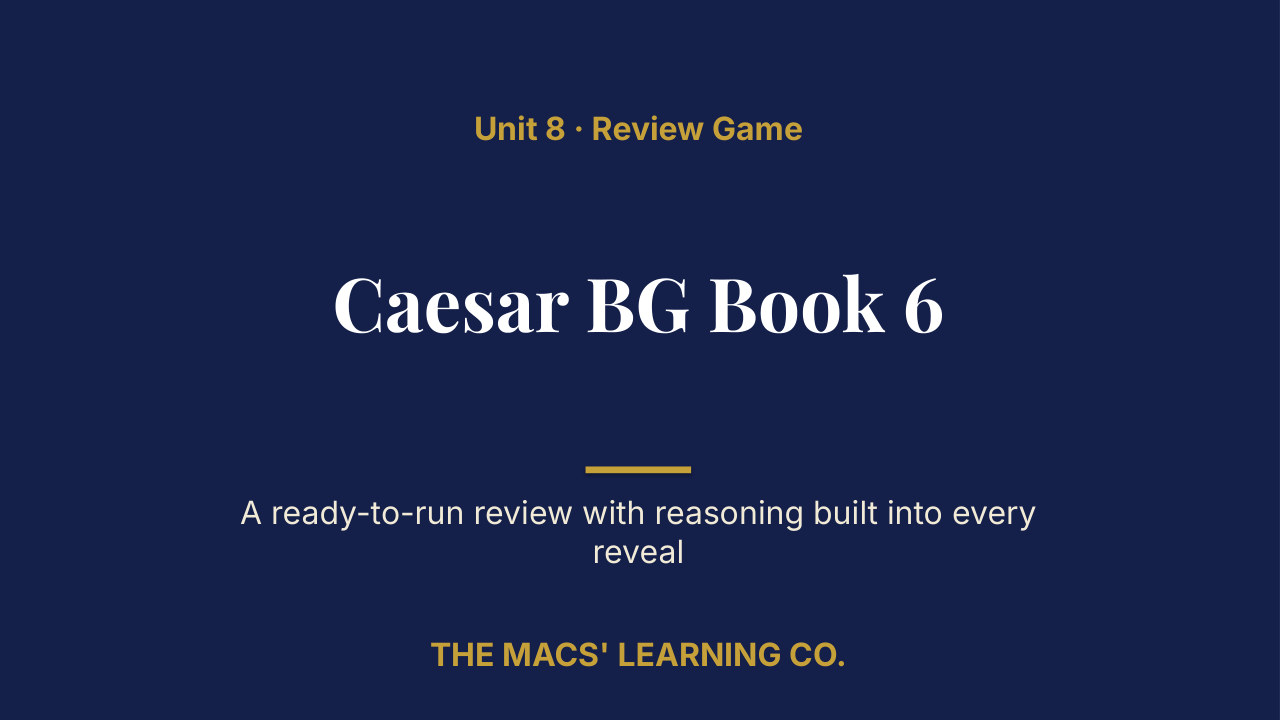 AP Latin Unit 8: Caesar BG Book 6 Review | Editable PowerPoint: original title sample, PDF page 1.