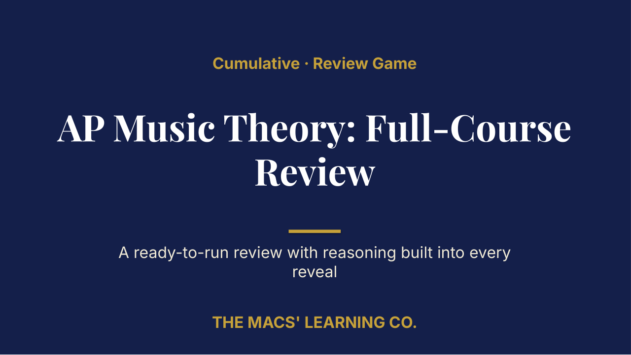 AP Music Theory Cumulative: Full-Course Review | Editable PowerPoint: original title sample, PDF page 1.