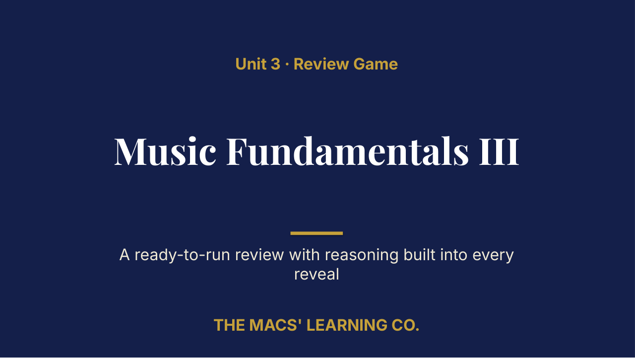 AP Music Theory Unit 3: Music Fundamentals III Review | Editable PowerPoint: original title sample, PDF page 1.