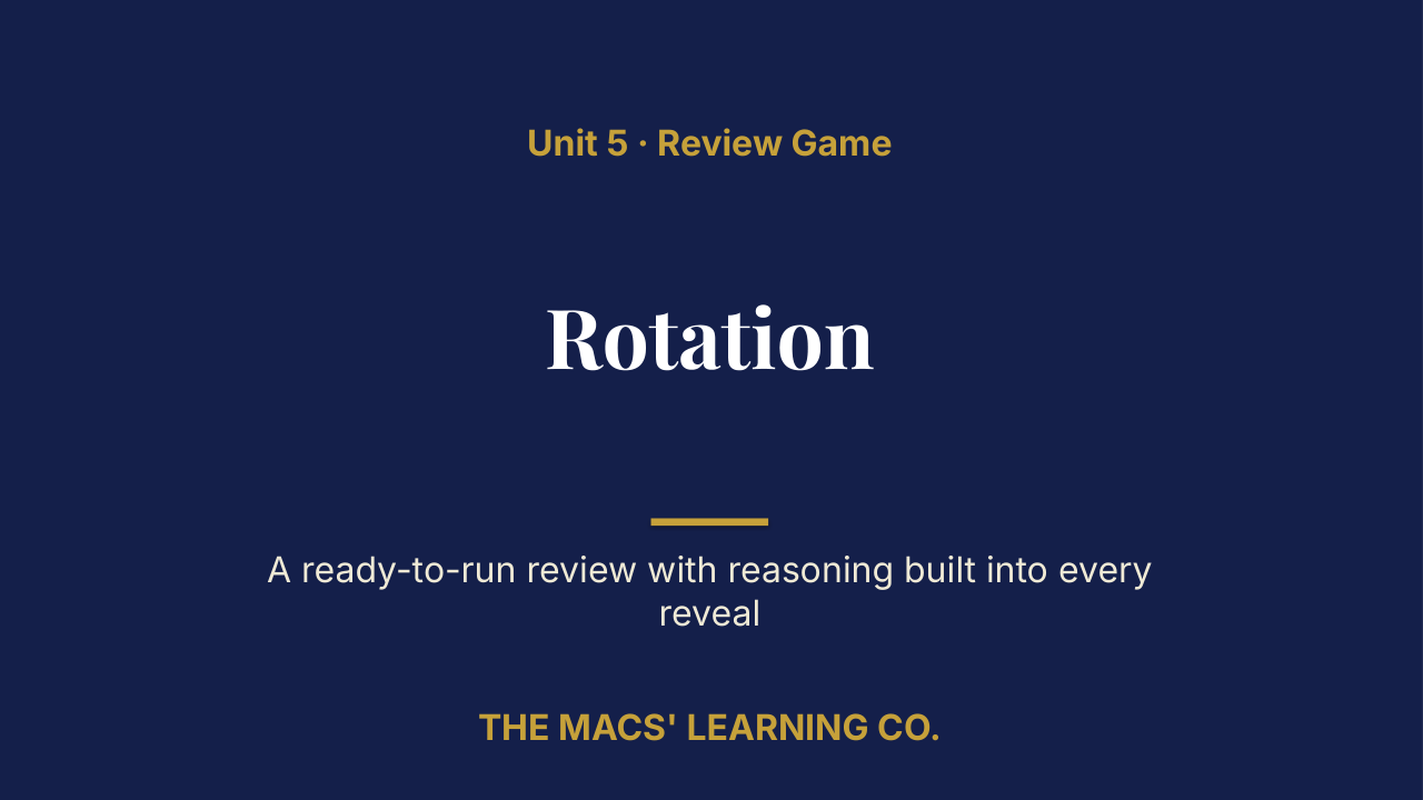 AP Physics C Mechanics Unit 5: Rotation Review | Editable PowerPoint: original title sample, PDF page 1.