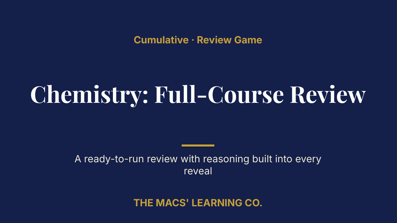 Chemistry Cumulative: Full-Course Review | Editable PowerPoint: original title sample, PDF page 1.