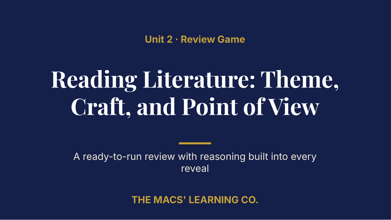 Grade 11 ELA Unit 2 Review | Editable PowerPoint: original title sample, PDF page 1.