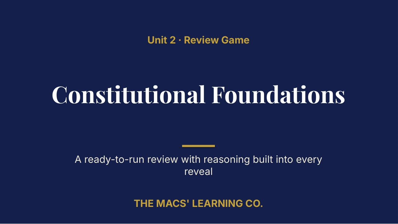Grade 11 U.S. History Unit 2 Review | Editable PowerPoint: original title sample, PDF page 1.