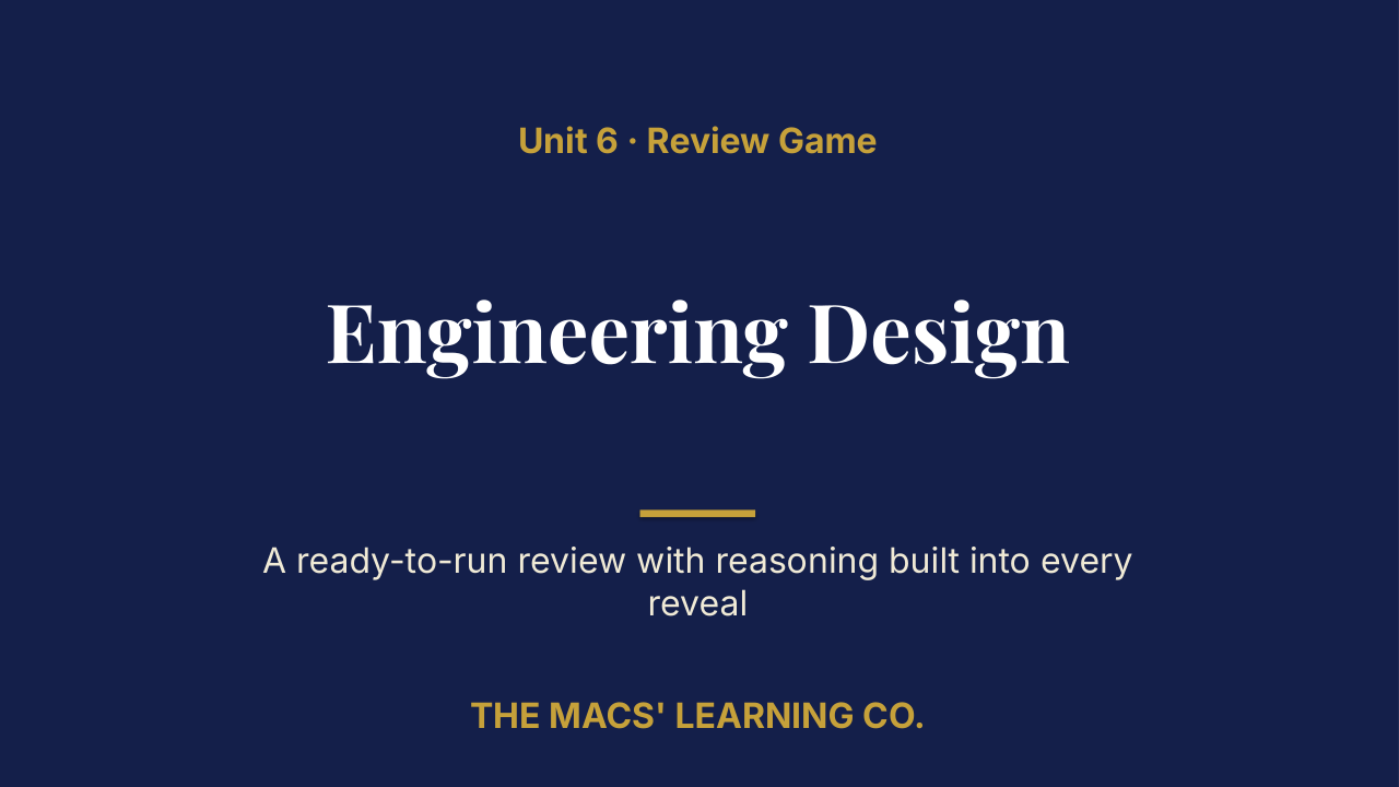 Grade 6 Science Unit 6: Engineering Design Review | Editable PowerPoint: original title sample, PDF page 1.