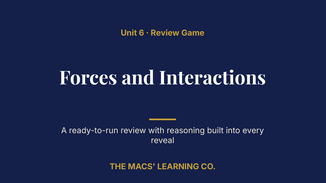 Grade 7 Science Unit 6: Forces and Interactions Review | Editable PowerPoint: original title sample, PDF page 1.