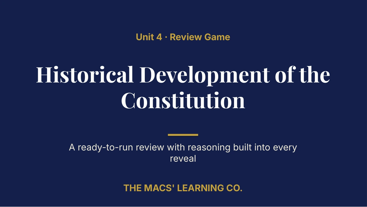 Grade 7 U.S. History I Unit 4 Review | Editable PowerPoint: original title sample, PDF page 1.